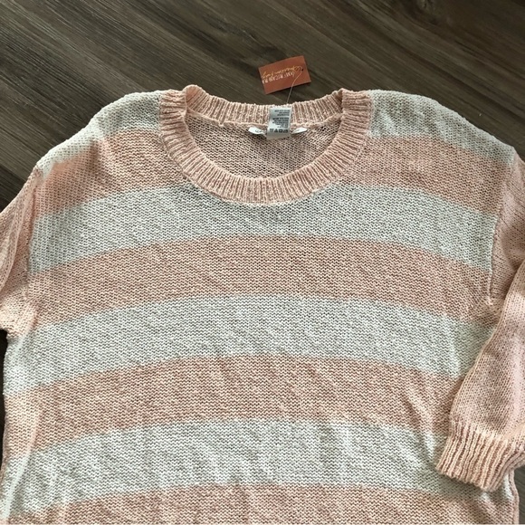 American Rag Cream Peach Blush Stripe Knit Sweater Women Size 2X NWT - Picture 4 of 7